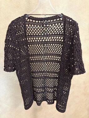 Style & Co. Brown Crochet Open-Knit Women's Top